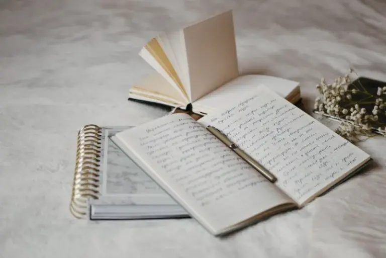 a view of journals and a pen