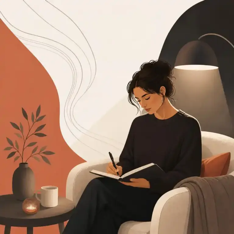 an illustration of a person journaling for loneliness
